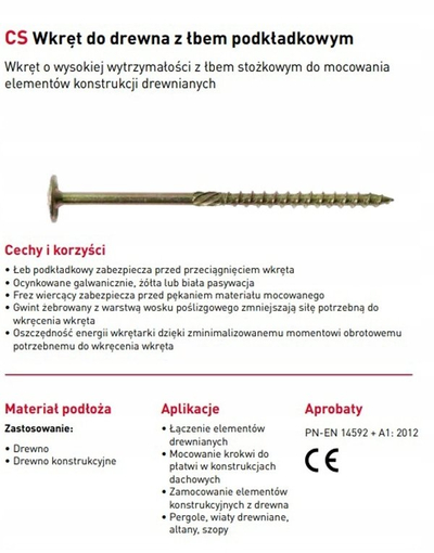 Vida për dru Koelner Carpentry Screws 8x380mm, set 25 copë, ngjyrë ari