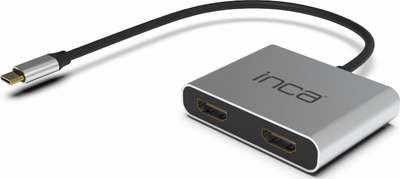 Adapter USB C Inca ITPC-4, 2x HDMI 4K 30Hz, USB A, USB C, gri
