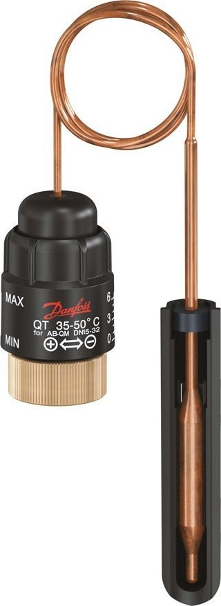 Kontrollues termostatik temperature Danfoss QT, 35-50°C, për AB-QM DN15-32, i zi