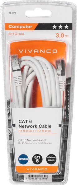 Kabllo rrjeti Vivanco CAT6, 3 metra, RJ45, e bardhë