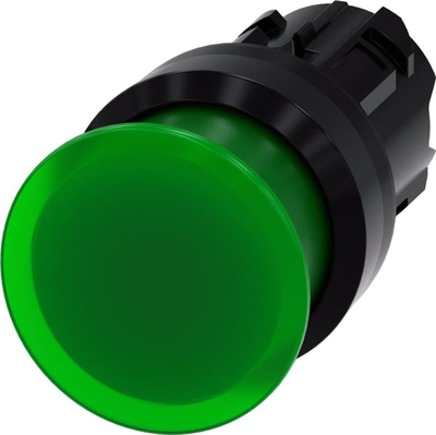 Buton “mushroom” i ndriçuar Siemens 3SU1001-1AD40-0AA0, 22mm, plastik, i gjelbër