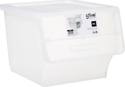 Kuti plastike 5 Five Simply Smart, 34L, me hapje nga përpara, transparente