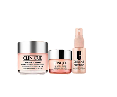Set Clinique Moisture Surge 100h, Krem hidratues, 125 ml + Krem për sy, 15 ml + Sprej për fytyrë, 30 ml