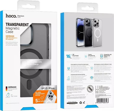 Futrollë Hoco AS3 për iPhone 15 Plus, MagSafe, transparente me të zeza