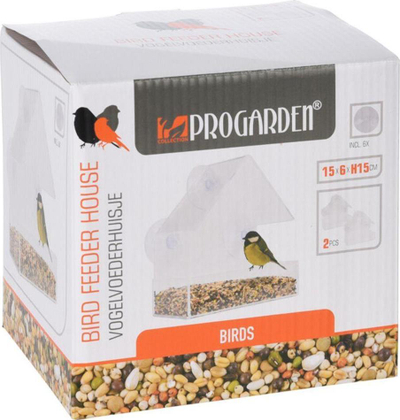 Ushqyes dritareje për zogj ProGarden Bird Feeder House, set 2 copë, plastik transparent