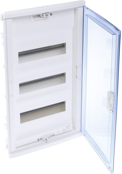 Kuti shpërndarëse e brendshme Legrand RWN 602423, 3x12 module, derë transparente, e bardhë