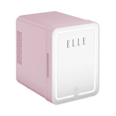 Мини фрижидер за козметика Elle 4L, LED огледало, ладење и загревање, розов