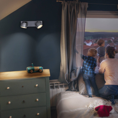 Ndriçues tavanor LEDVANCE Jupiter, LED 2 spote, 3000K, ngjyrë argjendi