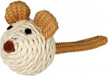 Lodër mace Trixie Mouse, me zile, pambuk, 5cm, bezhë
