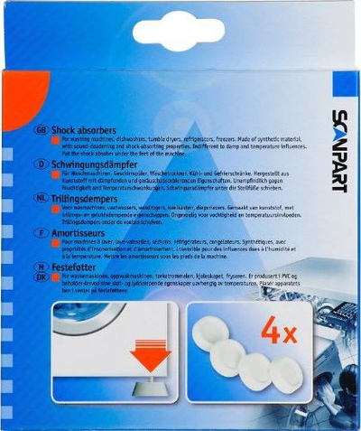 Jastëkë antidridhje për lavatriçe Scanpart, set 4 copë, plastikë, gri