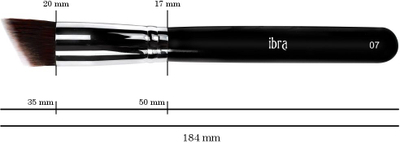 Furçë grimi Ibra Brush 07, për kozmetikë të lëngshme, qime sintetike, kafe