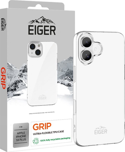 Kapak telefoni Eiger Grip për iPhone 16 Plus, TPU, transparent