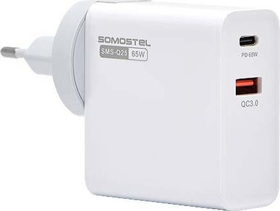Karikues rrjeti Somostel SMS Q25, 65W, PD USB Type C QC3.0, i bardhë