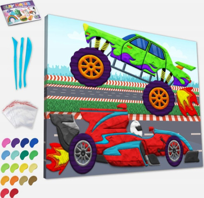 Set kreativ Splat Planet për pikturë në kanavacë, makinë, 30x40cm, për kalamaj