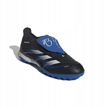 Këpucë futbolli Adidas Predator League me kapak lidhësesh, për tapet sintetik, me shtresë amortizimi Lightstrike, të zeza
