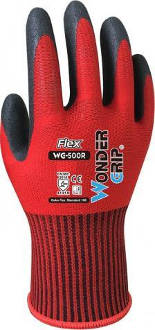 Doreza pune Wonder Grip WG-500R Flex, nitril, madhësia 8 M, e kuqe me të zezë