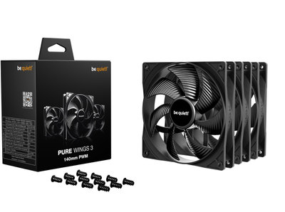 Вентилатори за ПЦ Be Quiet Pure Wings 3 PWM, сет 3x 140mm, црна