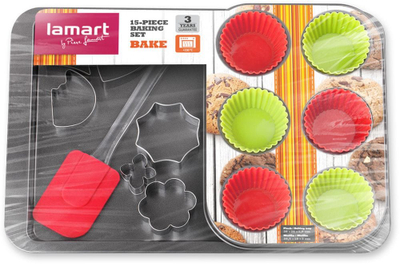 Set për pjekje Lamart LT3039, e zezë, 15 pjesë