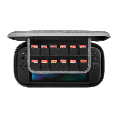 Etui mbrojtës Tomtoc Slim për Nintendo Switch 2, guaskë e fortë, 12 vende për lojëra, gri