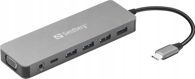 Dok udhëtimi USB-C Sandberg 13 në 1, 3 ekrane, Power Delivery 100W, gri