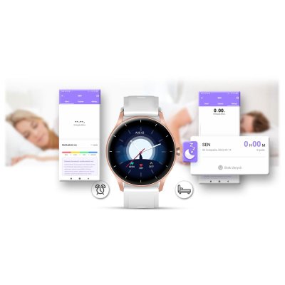 Smartwatch Gravity GT2 5, ekran 1.28" IPS, IP67, rozë gold me rrip gri