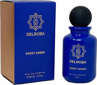 Parfum Delroba Sweet Amber EDP, 100 ml, me aromë orientale, blu