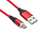 Kabllo USB PremiumCord ku2m1fgr, USB A në microUSB dhe USB C, 1 m, e kuqe