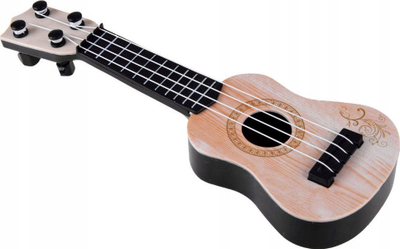 Kitarë lodër mini ukulele, 25 cm, plastike, ngjyrë dru natyral