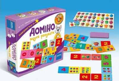 Lojë domino edukative I Am Learning to Count, 28 pllaka, version në ukrainisht, shumëngjyrëshe
