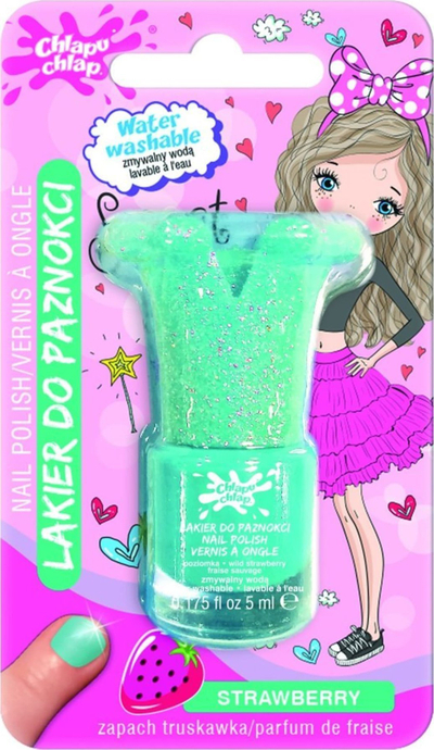 Лак за нокти за деца Chlapu Turquoise Glitter, 5ml, со сјај, тиркизна