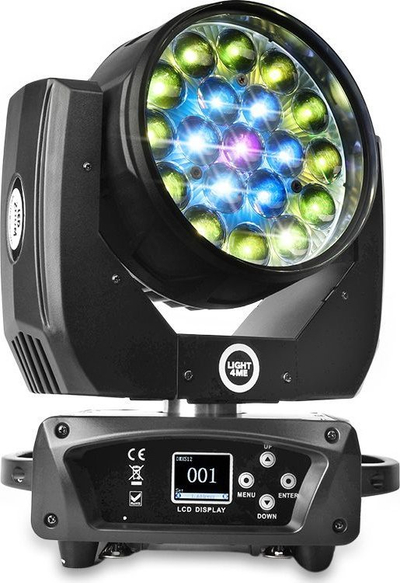 Reflektor lëvizës Light4Me Zoom Wash 19x15W, 19 LED RGBW, kontroll DMX, i zi