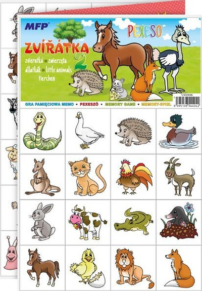 Loja memorie Pexeso MFP Animals 2, 3xA4, 64 letra, shumëngjyrëshe
