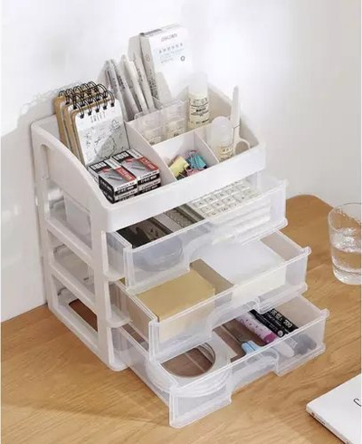 Organizues plastik SOULIMA, me 3 sirtarë të tejdukshëm, 27x23.5cm, ngjyrë qumështi