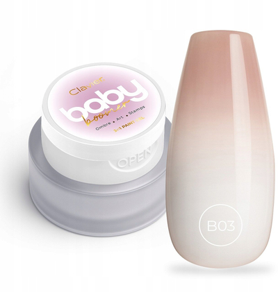Xhel profesional 3 në 1 për thonj Clavier Nailsology Baby Boomer B03 Brulee, 3g, ngjyrë nude