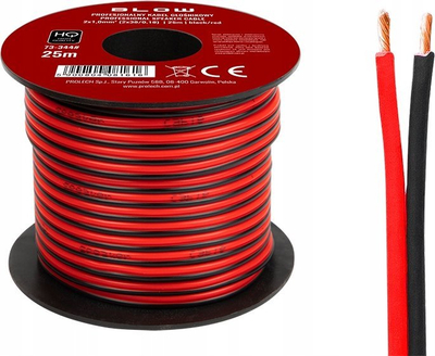 Kabllo altoparlantësh Blow 73-344, 2x1.00mm, 25m, zi kuqe