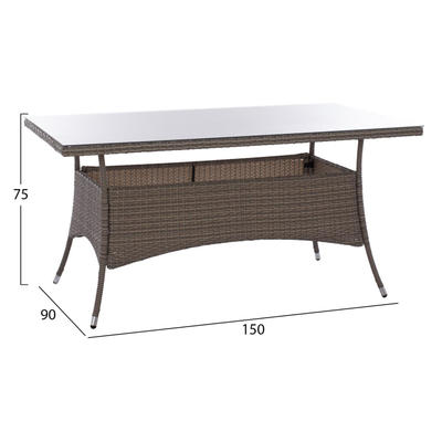 Tavolinë Minsk rattan 150×90×75 cm (HM5507.01)