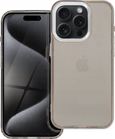 Kuti mbrojtëse Pearl Case për iPhone 16, transparente, me kornizë kamere, e zezë