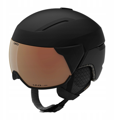Helmetë skijimi Giro Aria Spherical Shield, M 55.5-59cm, me shield të integruar, e zezë