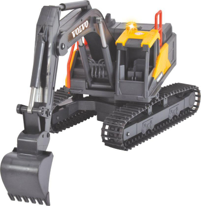 Lodër eskavator Dickie Toys Volvo Mining Excavator, me pult, me dritë edhe zë, gri me tê verdhë