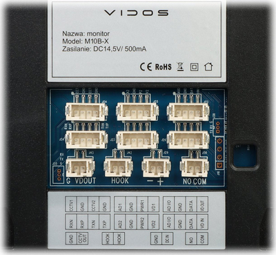 Panel i brendshëm Vidos M10B X, për sistem interkom analog, ekran video, i zi