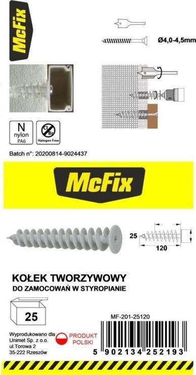 Kunj fiksimi për izolim Malco 25×120mm, najlon, i bardhë