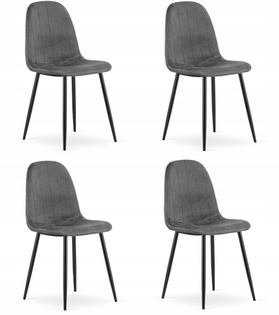Set karrigesh Oskar PADVA, 4 copë, velvet, gri e errët