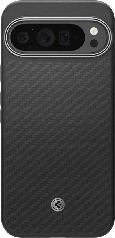 Mbulesë telefoni Spigen Enzo Aramid për Google Pixel 9 Pro XL, fibër aramidi, matte, e zezë
