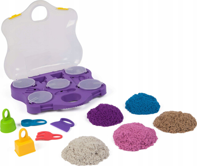 Set rërë kinetike Kinetic Sand Variety Case, 3 stile, 0.9kg, me 5 vegla