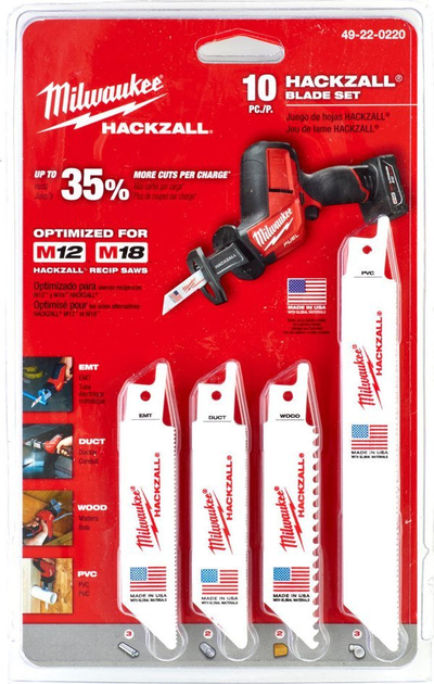 Set tehe sharre Milwaukee HACKZALL M12 M18, 6", bi metal, 10 copë