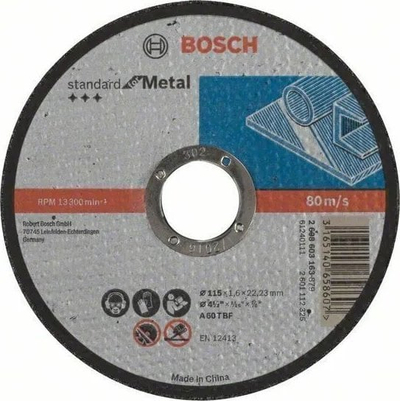 Disk prerës për metal Bosch Standard for Metal 115mm, trashësi 1.6mm