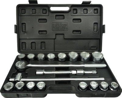 Set çelësash roçe Geko 3/4", 21 pjesë, në kuti plastike, i zi