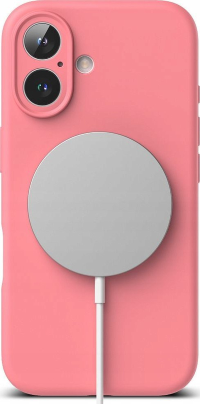 Kllëf telefoni Ringke Silicone Magnetic MagSafe për iPhone 16, silikoni, rozë