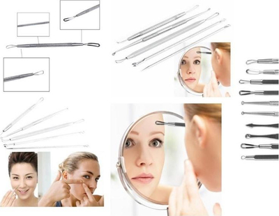 Set lugë për heqjen e pikave të zeza TopShine AG554B, 5 copë, të argjendta
