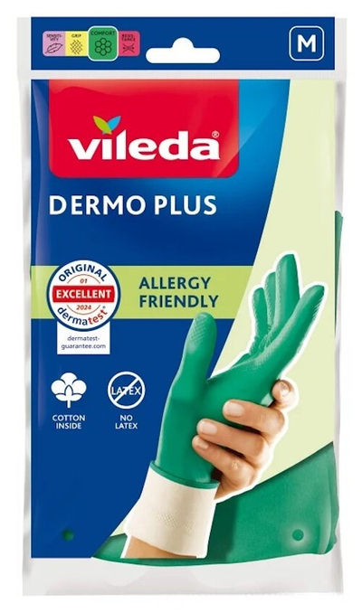 Doreza pastrimi Vileda Rubber Gloves Dermo Plus, madhësia M, të verdha